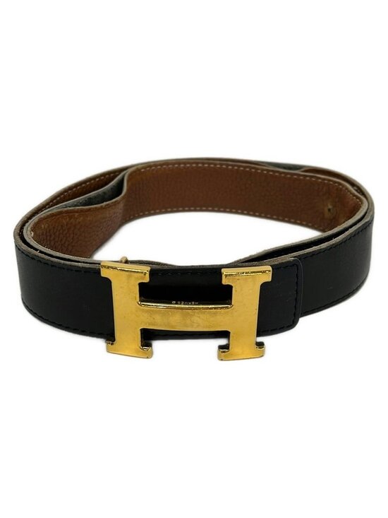 Hermes Belt 90 Black Gold Leather main image 7